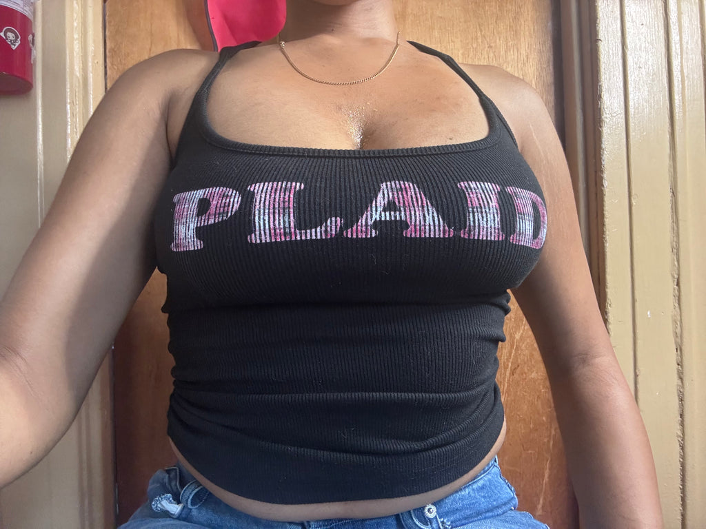 SNATCHED ⏳RIBBED COTTON TANK🐼PINK PLAID EDITION