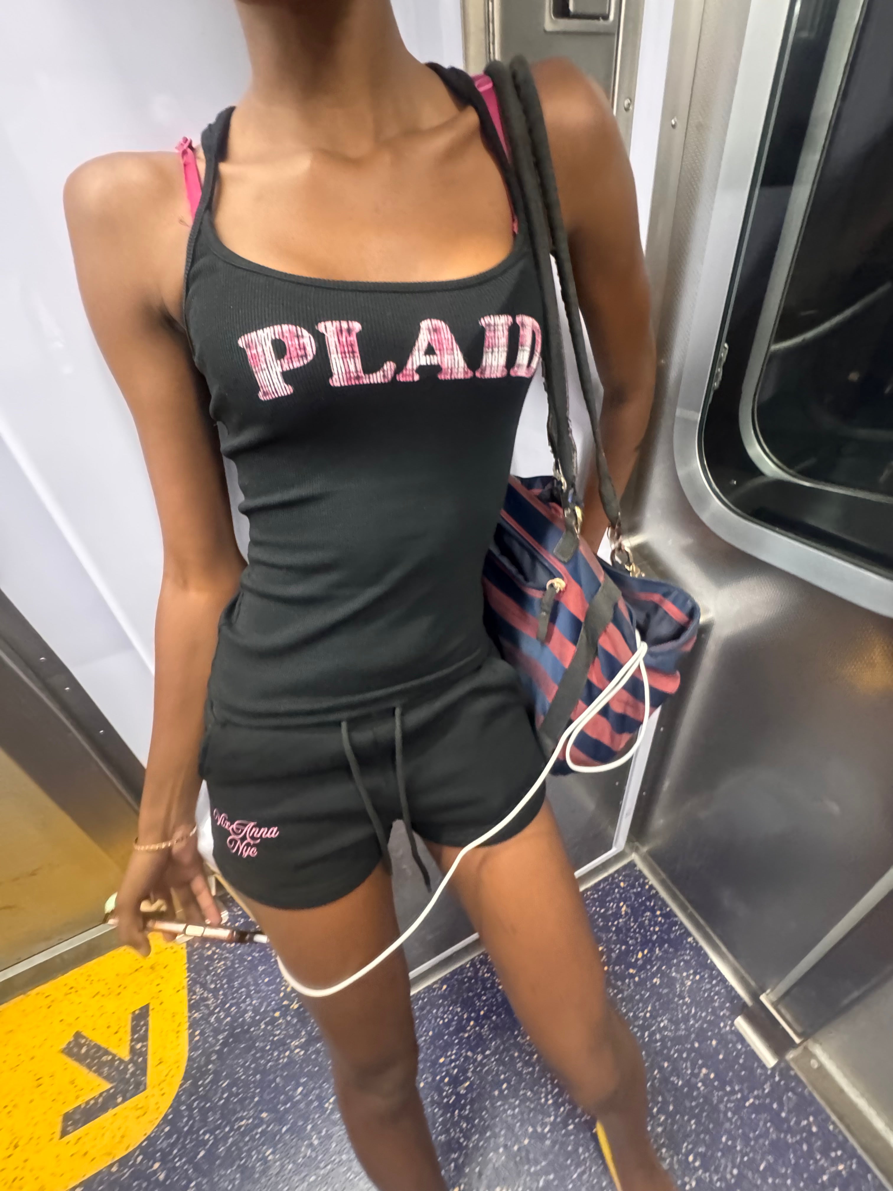 SNATCHED ⏳RIBBED COTTON TANK🐼PINK PLAID EDITION