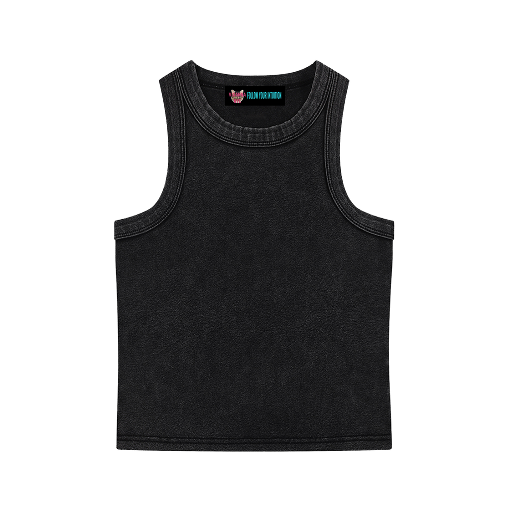 BLACK ACID COTTON SNATCHED TANK